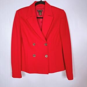 Grace Dane Lewis Size 0P Petite Red Double Breasted Blazer Gold Buttons Career